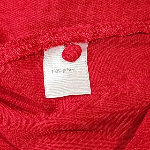 Maurice’s Red Blouse Chiffon Shirt Size Large Slit Sleeve Keyhole Back - Picture 9 of 10